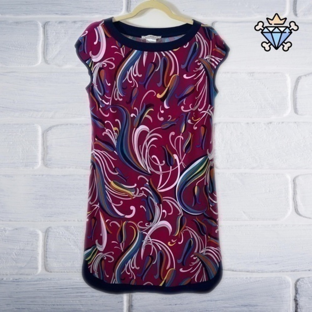 WOMENS LAUNDRY BY DESIGN ABSTRACT FLORAL PRINT VIVID PINK OVERSIZED MINI DRESS